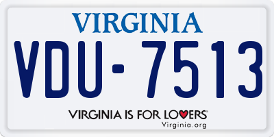 VA license plate VDU7513