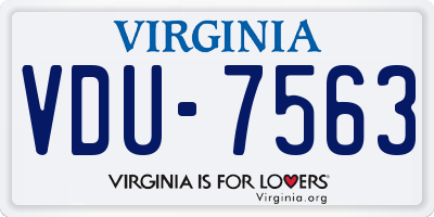 VA license plate VDU7563