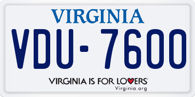VA license plate VDU7600
