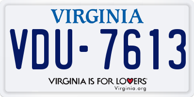 VA license plate VDU7613