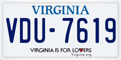 VA license plate VDU7619