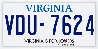 VA license plate VDU7624