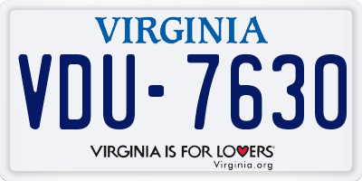 VA license plate VDU7630