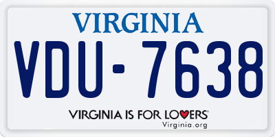 VA license plate VDU7638