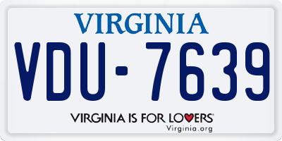 VA license plate VDU7639
