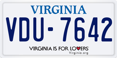 VA license plate VDU7642