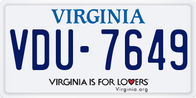 VA license plate VDU7649