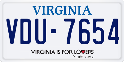 VA license plate VDU7654