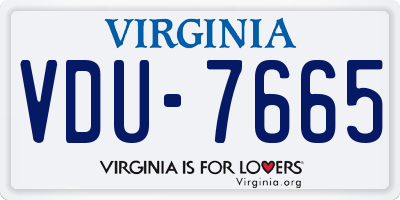 VA license plate VDU7665