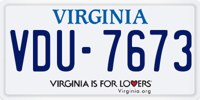 VA license plate VDU7673