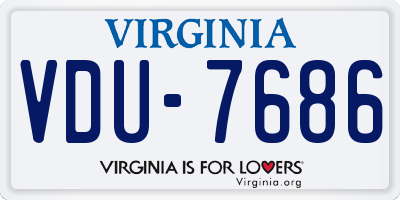 VA license plate VDU7686