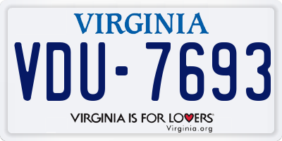 VA license plate VDU7693