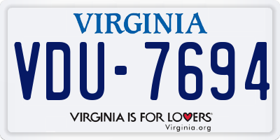 VA license plate VDU7694