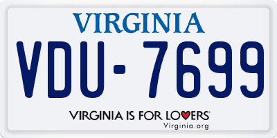 VA license plate VDU7699