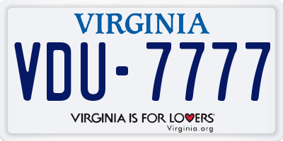 VA license plate VDU7777