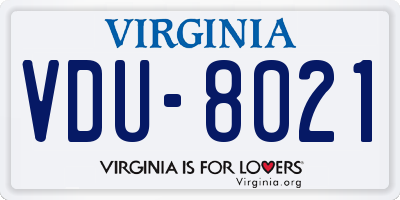 VA license plate VDU8021