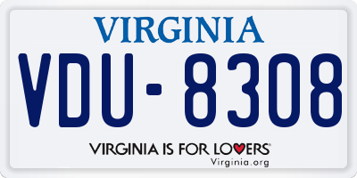 VA license plate VDU8308
