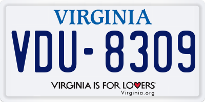 VA license plate VDU8309