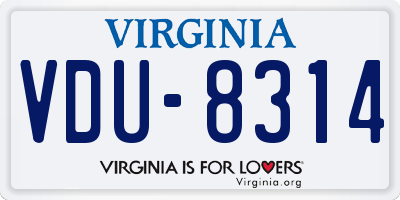 VA license plate VDU8314