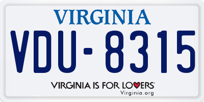 VA license plate VDU8315