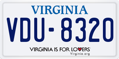 VA license plate VDU8320