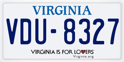 VA license plate VDU8327