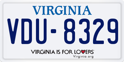 VA license plate VDU8329