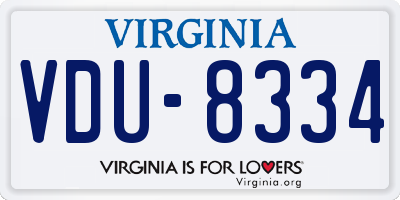 VA license plate VDU8334