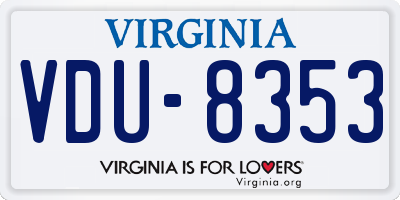 VA license plate VDU8353