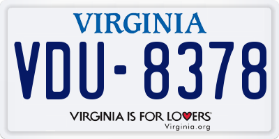 VA license plate VDU8378