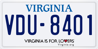 VA license plate VDU8401