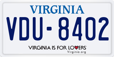 VA license plate VDU8402