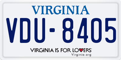 VA license plate VDU8405