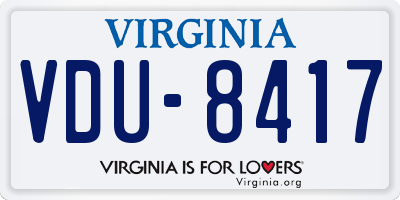 VA license plate VDU8417