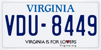 VA license plate VDU8449