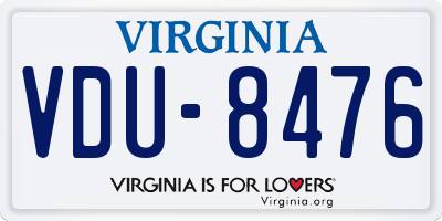 VA license plate VDU8476