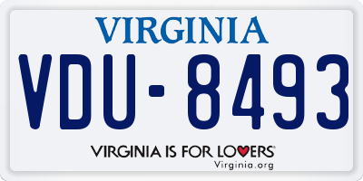 VA license plate VDU8493