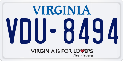 VA license plate VDU8494