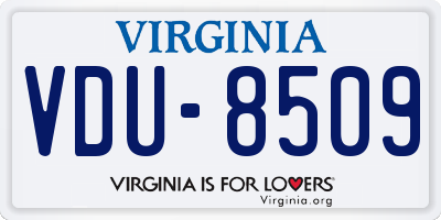 VA license plate VDU8509
