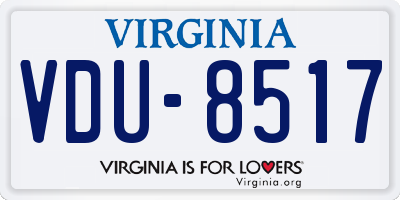 VA license plate VDU8517