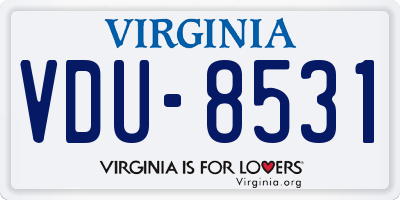 VA license plate VDU8531