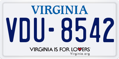VA license plate VDU8542