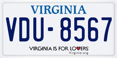 VA license plate VDU8567