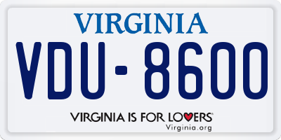 VA license plate VDU8600