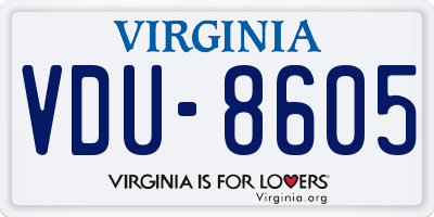 VA license plate VDU8605