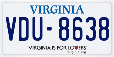 VA license plate VDU8638