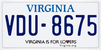 VA license plate VDU8675