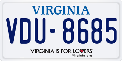 VA license plate VDU8685