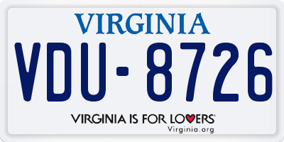 VA license plate VDU8726