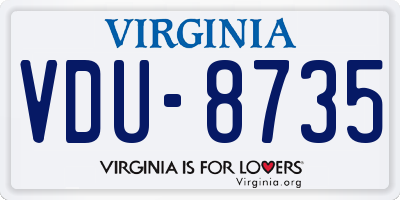 VA license plate VDU8735
